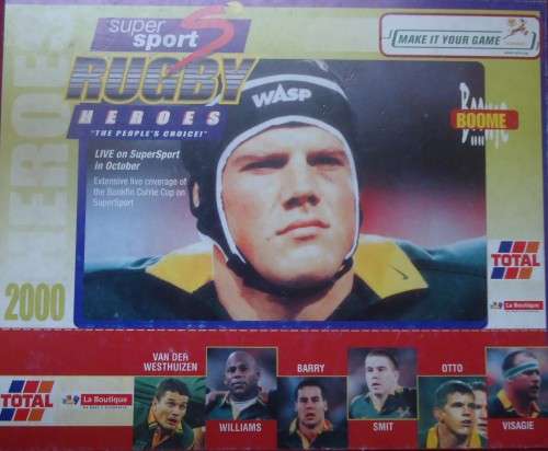 SPRINGBOK RUGBY - SELBORNE BOOME - 2000 COMPETITION CARD SPONSORED BY SUPERSPORT