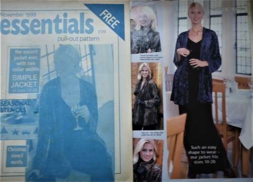 ESSENTIAL  PATTERNS E 139 "THE EASIEST JACKET EVER" SIZES 10 - 20 supplied in a plastic sleeve
