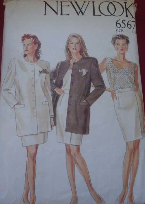 NEW LOOK 6567 ROUND NECK JACKET, TOP-SKIRT SIZE6 - 18 INCOMPLETE-NO TOP 14/5 - CUT TO 12