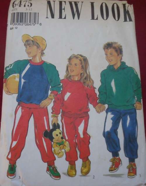 NEW LOOK PATTERNS 6475 KIDS HOODIE & TRACKSUITS TEN SIZES IN ONE 3 - 12 -COMPLETE