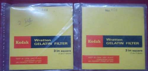 KODAK WRATTEN GELATINE FILTER - PACKETS OPENED & PART USED- ORANGE & BLUE FILTER