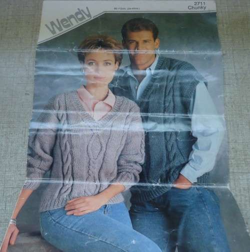 WENDY #2711 HIS & HERS SWEATER & SLIP OVER  -TO FIT 86 - 112 CM OR 34 - 44`