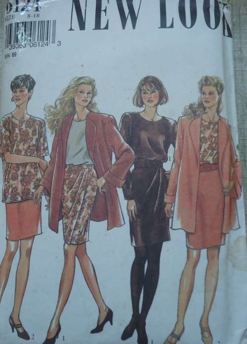 NEW LOOK PATTERNS 6124  JACKET, TOPS  & SKIRTS  SIX SIZES IN ONE 8 - 18 COMPLETE