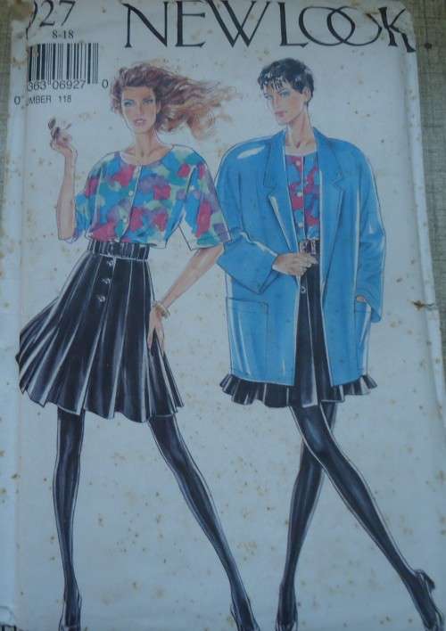 NEW LOOK PATTERNS 6927 JACKET, TOP & FLARED SKIRT SIX SIZES IN ONE 8 -18 COMPLETE-MOSTLY UNCUT