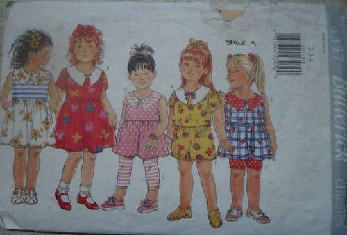 BUTTERICK  PATTERN 4357 GIRL'S DRESS, TOP, SHORTS & LEGGINGS  SIZES 2 + 3 + 4 YEARS SEE DESCRIPTION