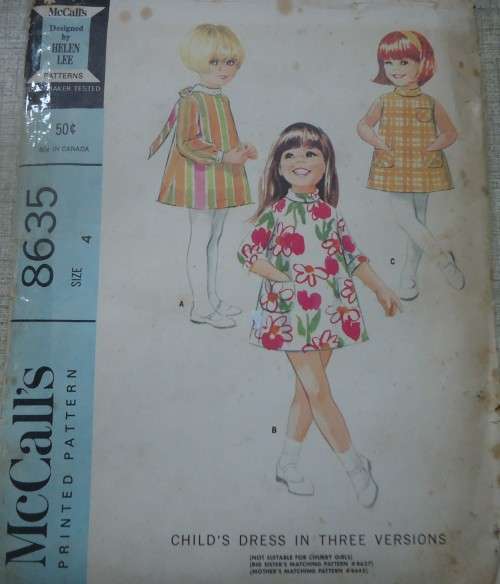 VINTAGE McCALL'S PATTERNS 8635 GIRL'S DRESSIN 3 VERSIONS SIZE 4 YEARS  COMPLETE