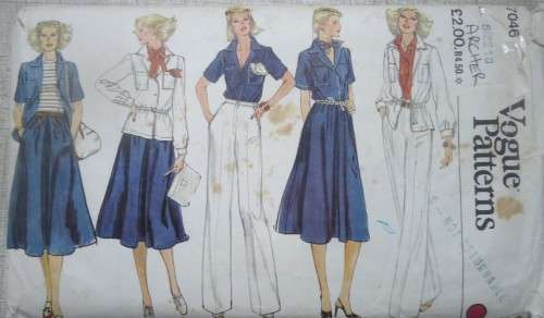 VOGUE  PATTERN 7046 SHIRT, SKIRT & PANTS   SIZES 16  COMPLETE