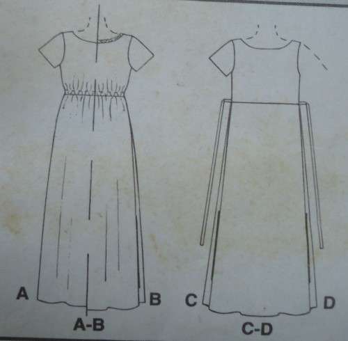 McCALLS PATTERN 9375 EMPIRE DRESS SIZE D = 12 + 14 + 16 COMPLETE