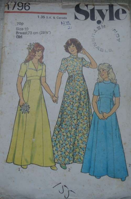 STYLE PATTERNS 1796 GIRL'S BRIDESMAID DRESS SIZE 10 YEARS  BREAST 73 CM COMPLETE