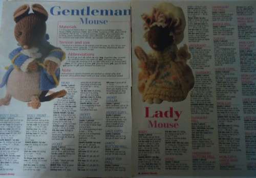 BEATRIX POTTER'S THE TAILOR OF GLOUCESTER - MICE -  WOMAN'S WEEKLY KNITTING - SEE PICTURES