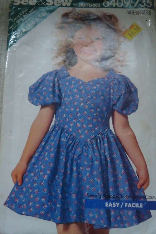 BUTTERICK  PATTERN 6409/735  PRETTY GIRL'S DRESS  SIZE A = 2 + 3 + 4 + 5 + 6 YEARS COMPLETE