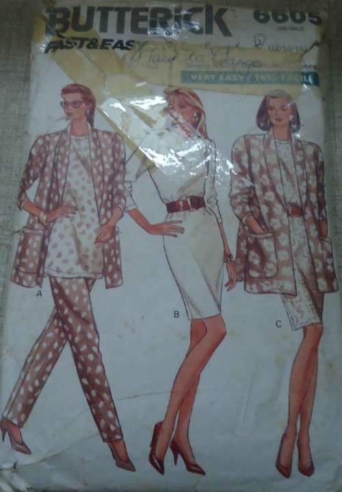 BUTTERICK  PATTERN 6605 JACKET, DRESS, TOP & PANTS  SIZE 12+14+16 MISSING SEWING INSTRUCTIONS PG 1-2