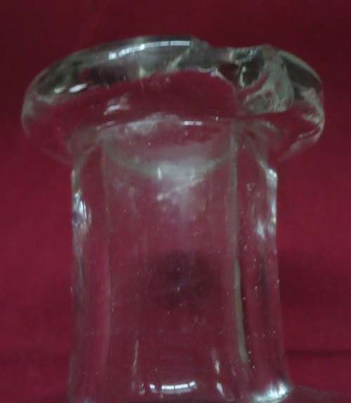TWO LARGE SIZE VINTAGE CLEAR CHEMIST-APOTHECARY BOTTLES WITH INTERESTING GLASS STOPPERS- SEE PHOTOS
