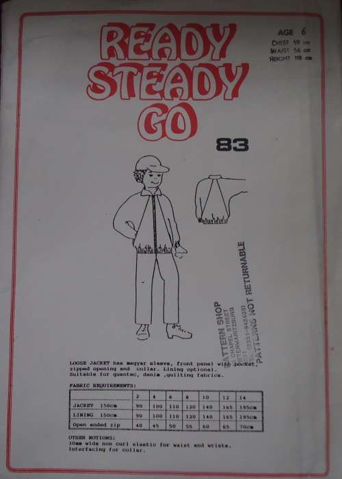 READY-STEADY-GO PATTERN - # 83 -LOOSE JACKET - SIZE 6 YEARS CHEST 59 CM