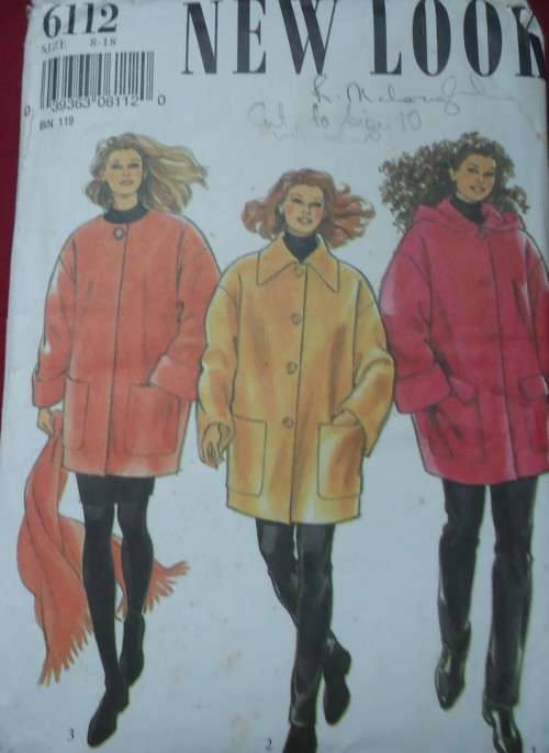NEW LOOK PATTERNS 6112- COATS 6 SIZES IN ONE 8 - 18 - COMPLETE-UNCUT-F/FOLDED