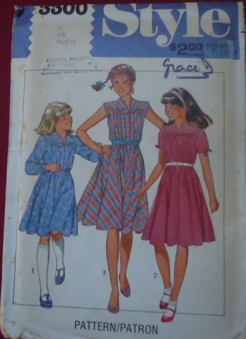 STYLE PATTERN 3300 GIRL'S DRESS SIZE 14 YEARS COMPLETE