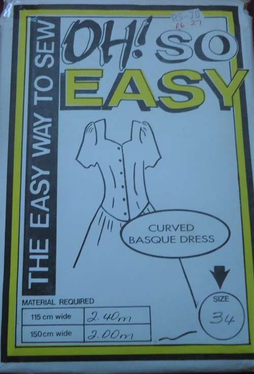OH SO EASY  PATTERN 46`CURVED BASQUE DRESS` SIZE 34`