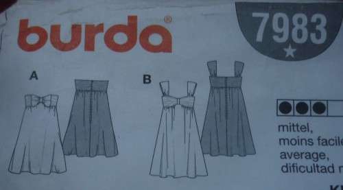BURDA PATTERN 7983 COCKTAIL DRESSES SIZES 6+8+0+12+14+16+18 COMPLETE