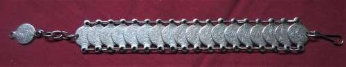 PERFECT 22 CM SILVER COLOUR STAR OF DAVID COIN BRACELET