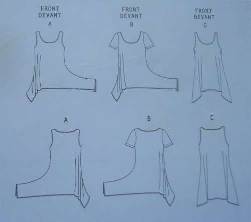 VERY EASY VOGUE PATTERN V8651 HANDKERCHIEF TOP SIZE LARGE + XLARGE (16-22) COMPLETE