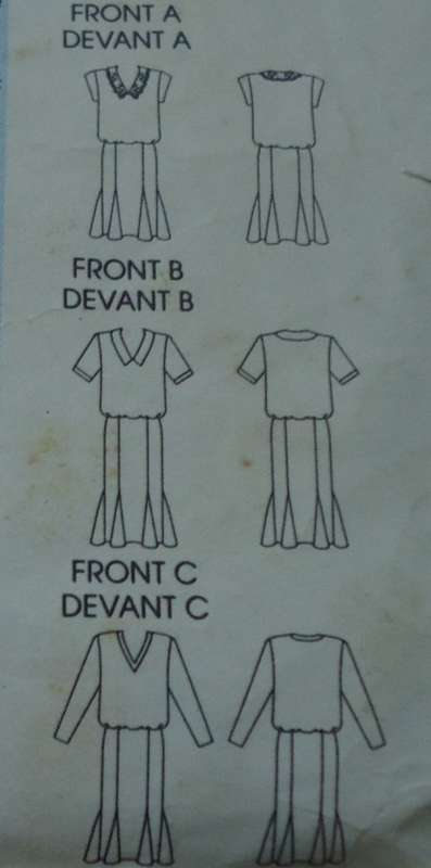 VOGUE PATTERN 9907  PULLOVER BLOUSON DRESS SIZE 14+16+18 COMPLETE