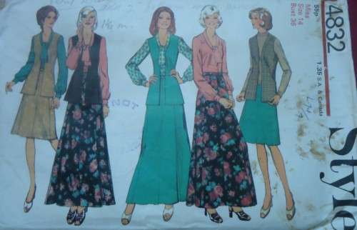 STYLE PATTERNS 4832  SKIRT, CARDIGAN & BLOUSE SIZE 14  BUST 36" COMPLETE ONLY SKIRT CUT