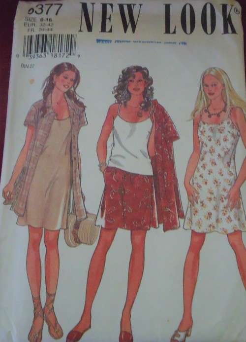 NEW LOOK PATTERNS 6377 SUNDRESS OVERDRESS & SKIRT SIX SIZES IN ONE 6-16 COMPLETE-UNCUT-F/FOLDED