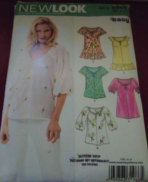 NEW LOOK PATTERNS 6809 SUMMER GYPSY BLOUSES SIX SIZES IN ONE 6 - 16 COMPLETE