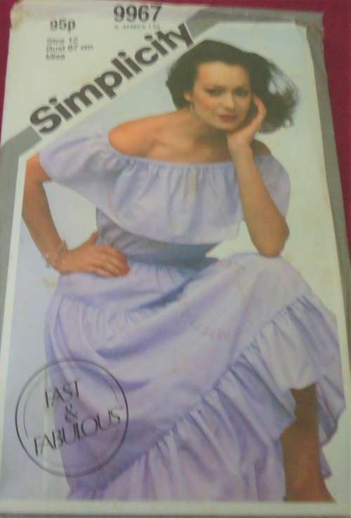 SIMPLICITY PATTERN 9967 PULLOVER OFF THE SHOULDER 2 PIECE DRESS SIZE 12 BUST 87 CM  COMPLETE