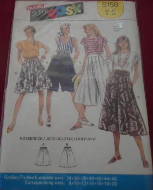 BURDA PATTERN 5158 SKIRT/PANTS SIZES 8 - 20 COMPLETE