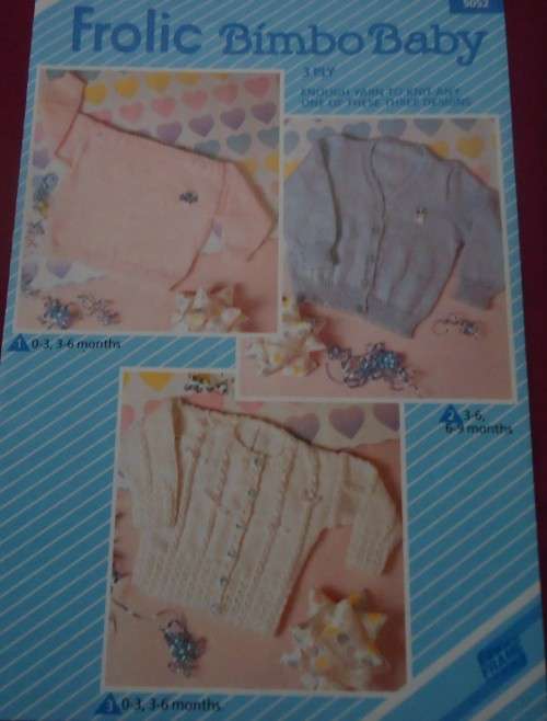 FROLIC #5052 BIMBO BABY - 0 - 9 MONTHS - 3 PULLOVER & CARDIGAN IDEAS