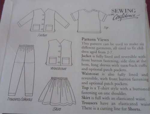 SEWING WITH CONFIDENCE PATTERN 5 - CHILDREN'S SEPARATES - SIZE  AGE 2 - 7 COMPLETE & UNCUT