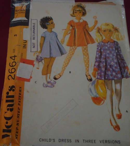 McCALL'S PATTERNS 2664 GIRLS DRESS  SIZE  3 YEARS COMPLETE