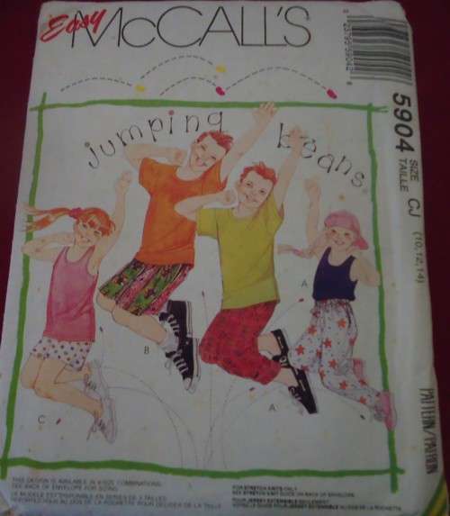 McCALL'S PATTERNS 5904  KID'S T SHIRT-TANK TOP-SHORTS-PANTS SIZE CJ 10+12+14 YEARS COMPLETE