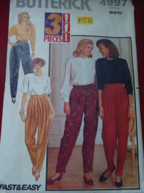 BUTTERICK PATTERN 4997 PANTS SIZE 6 + 8 + 10  COMPLETE