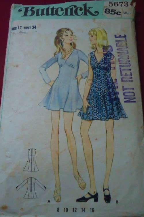 BUTTERICK PATTERN 5673 V NECK FLIP DRESS  SIZE 12 BUST 34" SEE LISTING