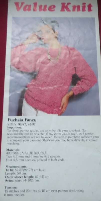 VALUE KNIT - FUSHIA FANCY SIZES 82-87 + 92-97 CM