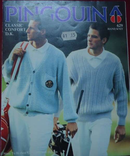 PINGOUIN #629 CLASSIC PULLOVER AND CARDIGAN TO FIT CHEST 92 - 112 CM