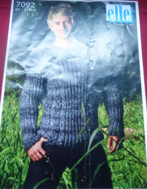 ELLE # 7092 RIB & CABLE PULLOVER  TO FIT 87 - 117 CM
