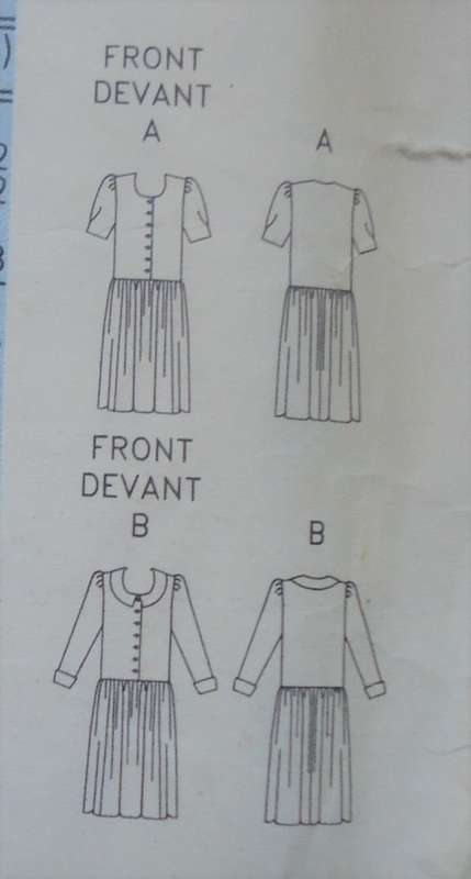 VERY EASY VOGUE PATTERN 7742 LOOSE FITTING, DROPPED WAIST DRESS SIZE 8+10 + 12 COMPLETE-UNCUT-F/FOLD