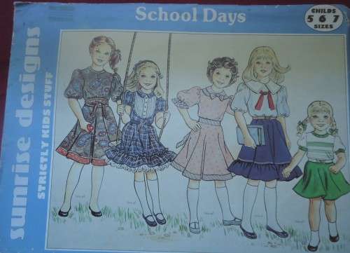 SUNRISE DESIGNS -  SCHOOL DAYS  SIZES  5 + 6 + 7 YEARS - COMPLETE & UNCUT