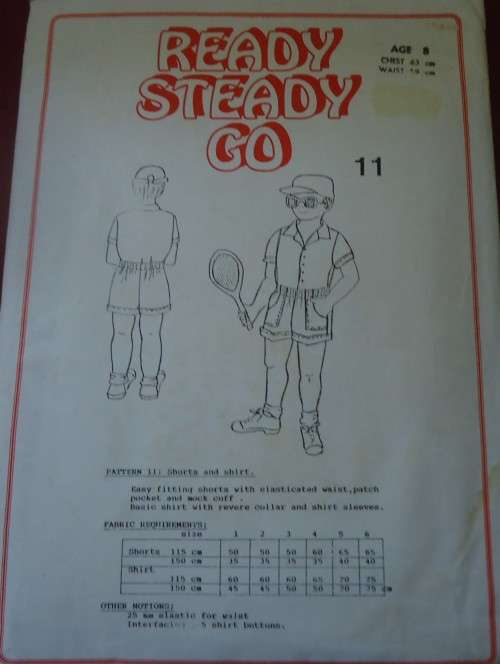 READY-STEADY-GO PATTERN - # 11 -SHORTS & SHIRT  - SIZE 9 YEARS CHEST 67 CM