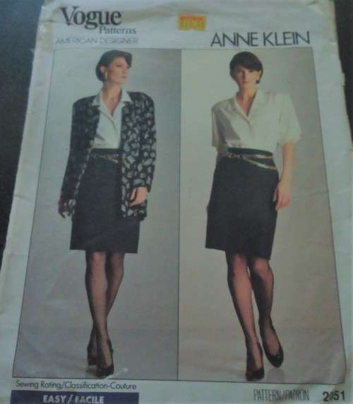 VOGUE PATTERNS 2051 ANNE KLEIN -  JACKET & SKIRT SIZE 10 SEE DESCRIPTION