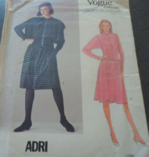VOGUE PATTERNS 1206 AMERICAN DESIGNER - ADRI  DRESS WITH DROPPED WAIST SIZE 12 COMPLETE & UNCUT