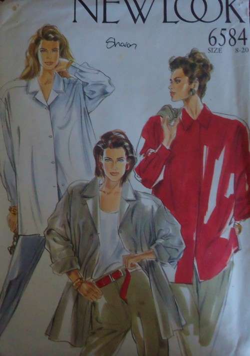 NEW LOOK PATTERNS 6584 - 7 SIZES IN ONE OVERSIZE SHIRT  SIZES 8 - 20  COMPLETE