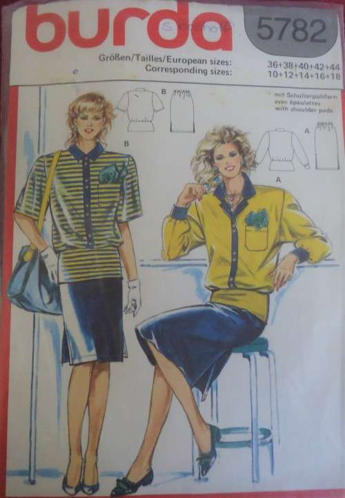 BURDA 5782 FRONT BUTTON TOP & SKIRT  SIZES 10 - 18 COMPLETE