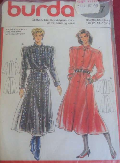 BURDA 5937 TWO PIECE DRESS SIZES 10 - 18 COMPLETE