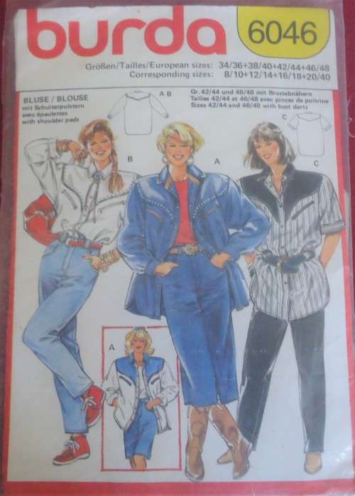 BURDA 6046 LADIES SHIRT SIZES 8/10 - 20/40 COMPLETE