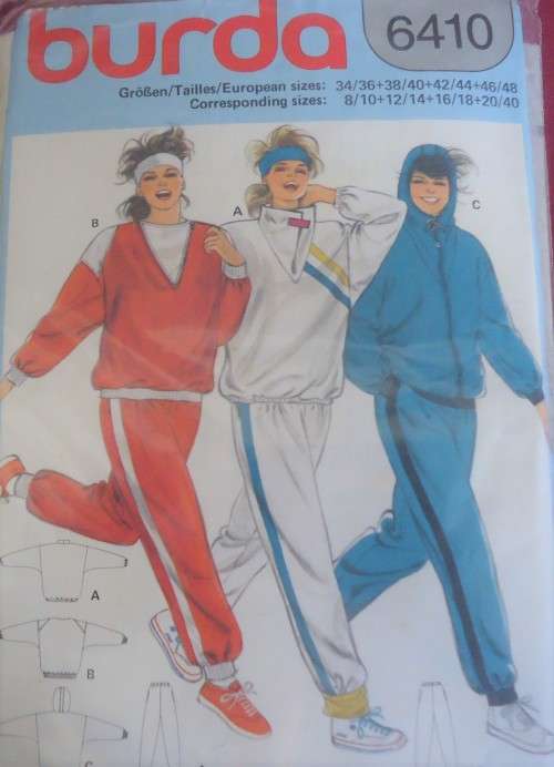 BURDA 6410  LADIES TRACKSUITS & HOODIE SIZES 8/10 - 20/40 COMPLETE