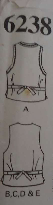 NEW LOOK PATTERNS 6238  WAISTCOAT FIVE SIZES IN ONE S - XXL COMPLETE